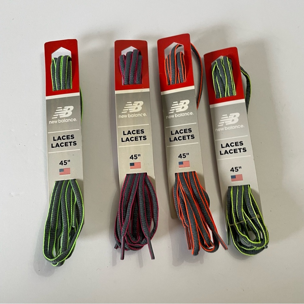 New Balance Gray/Neon Oval Laces 45” Bundle